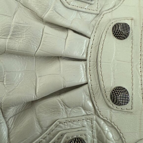 Balenciaga White Croc Embossed Leather Mini Le Cagole Shoulder Bag - Picture 5 of 8